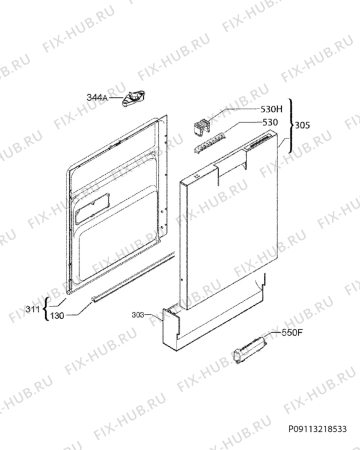 Взрыв-схема посудомоечной машины Electrolux ESF8650ROX - Схема узла Door 003